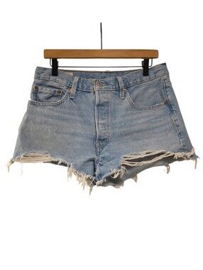 Levi's, 501 Jean Shorts, Levi's Premium Denim, Frayed + Distressed Hemline, W32,